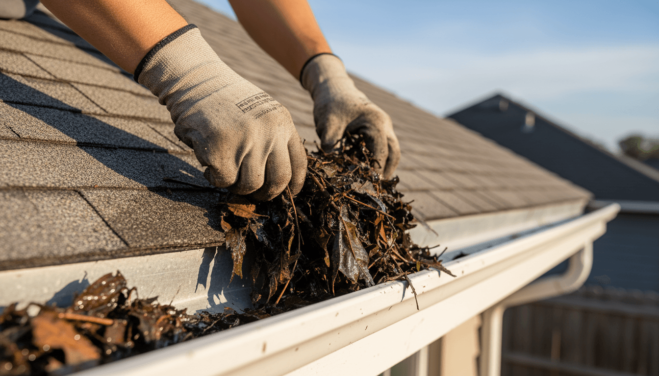 Wide view of gutter installation on a residential home in Ohio
